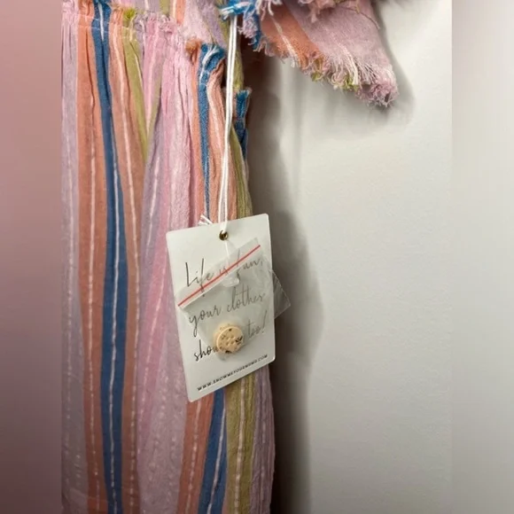 Show Me Your Mumu Brooks Babydoll Mini Dress Paradise Stripe Small NWT Cotton - Picture 14 of 14